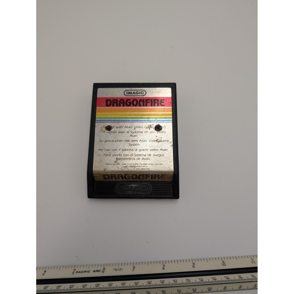 Atari 2600 Dragonfire Imagic Video Game Cartridge Silver‎ Label 1982 Vintage